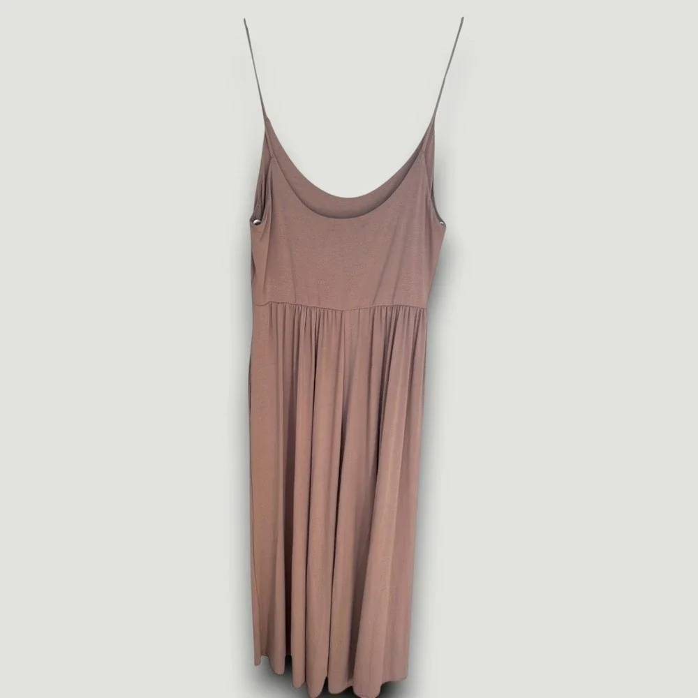 Ooh La Luxe Womens‎ Jumpsuit Mauve Tan M Wide Leg Lounge Boho Chic Minimalist